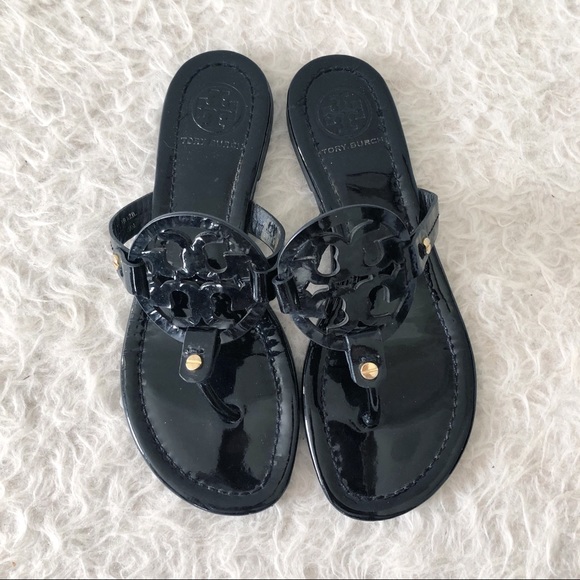 Tory Burch Shoes - Tory Burch Miller Black Patent Leather Sandals Flip Flops Size 7.5